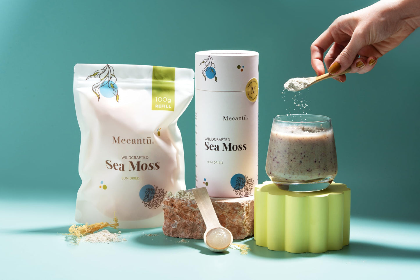 Mecantu® Raw Sea Moss (Irish Sea Moss) - Ethically Sourced & Eco-Friendly | Create Healthy Vegan Food, Drinks, Sea Moss Gel, and Sea Moss Powder | 2+ Months Supply (Refill, 100g)
