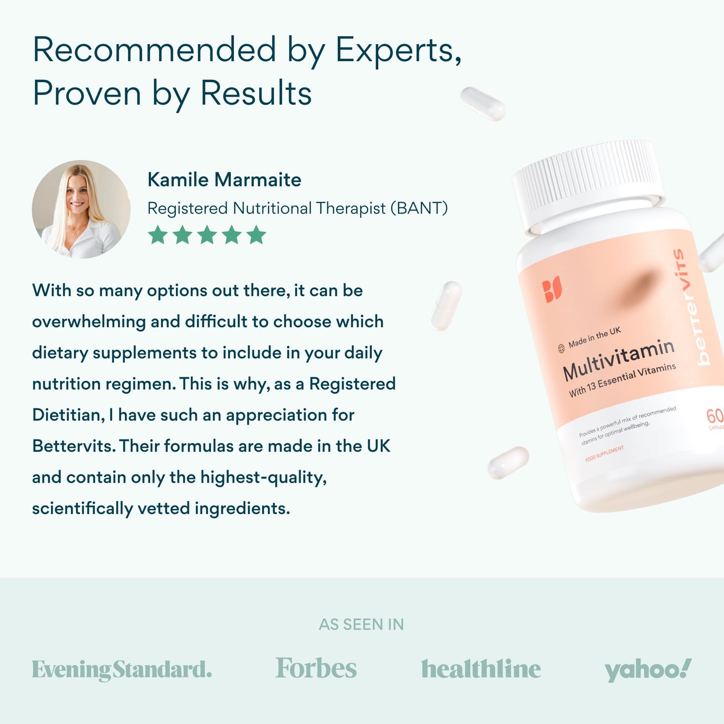 Bettervits Multivitamin, 14 Nutrients with Vitamin D, K2 & Biotin, 60 Caps