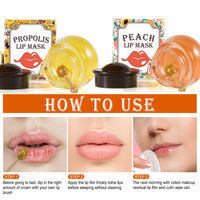 GEEWHILE Lip Sleeping Mask Moisturizing Lip Mask Skincare Lip Balm Set, 2 Pcs Peach+Honey Bee Balm Lip Mask for Day&Night Lip Care, Lighten Dark Lip Color Reduce Lip Lines, Repair,Prevent Dry Crack