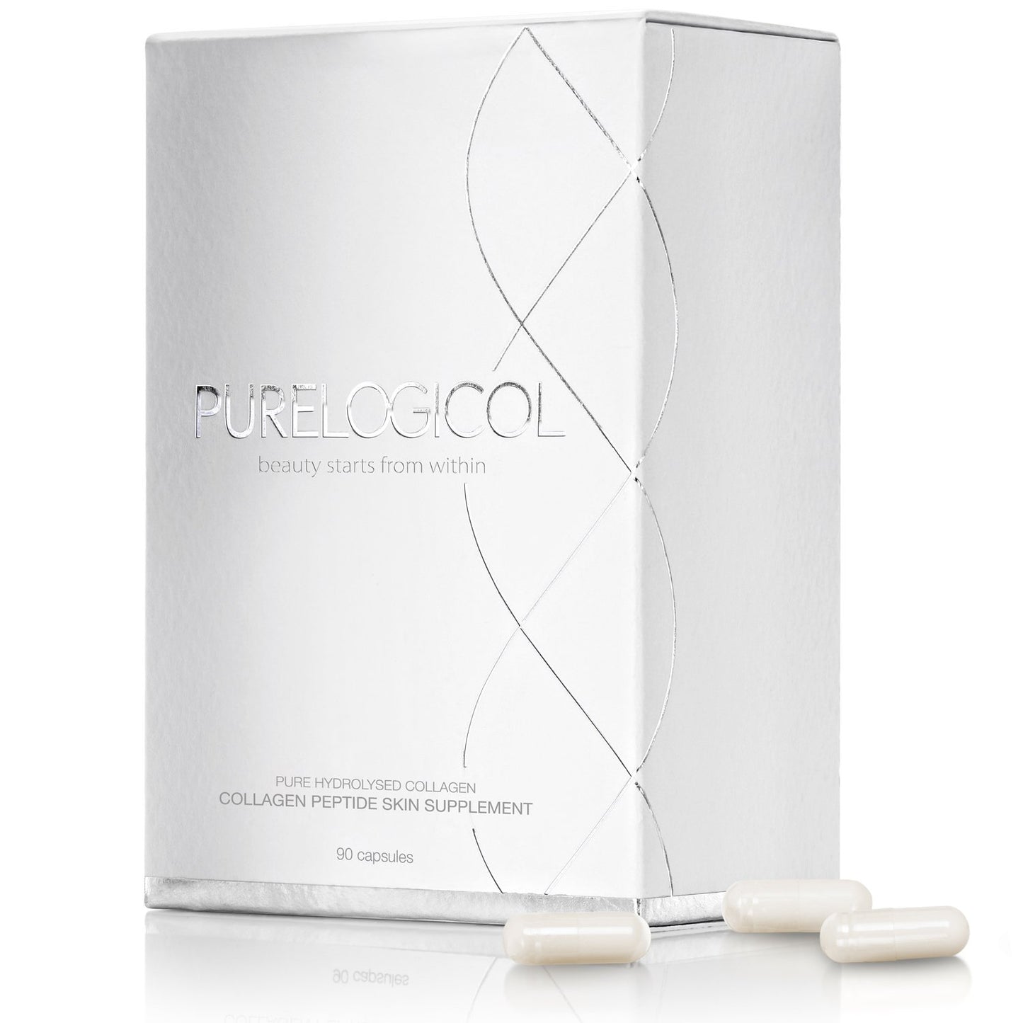 Purelogicol Collagen Tablets, Best Hydrolysed Protein Peptide Skin Supplement - 90 x Collagen Capsules x 800mg