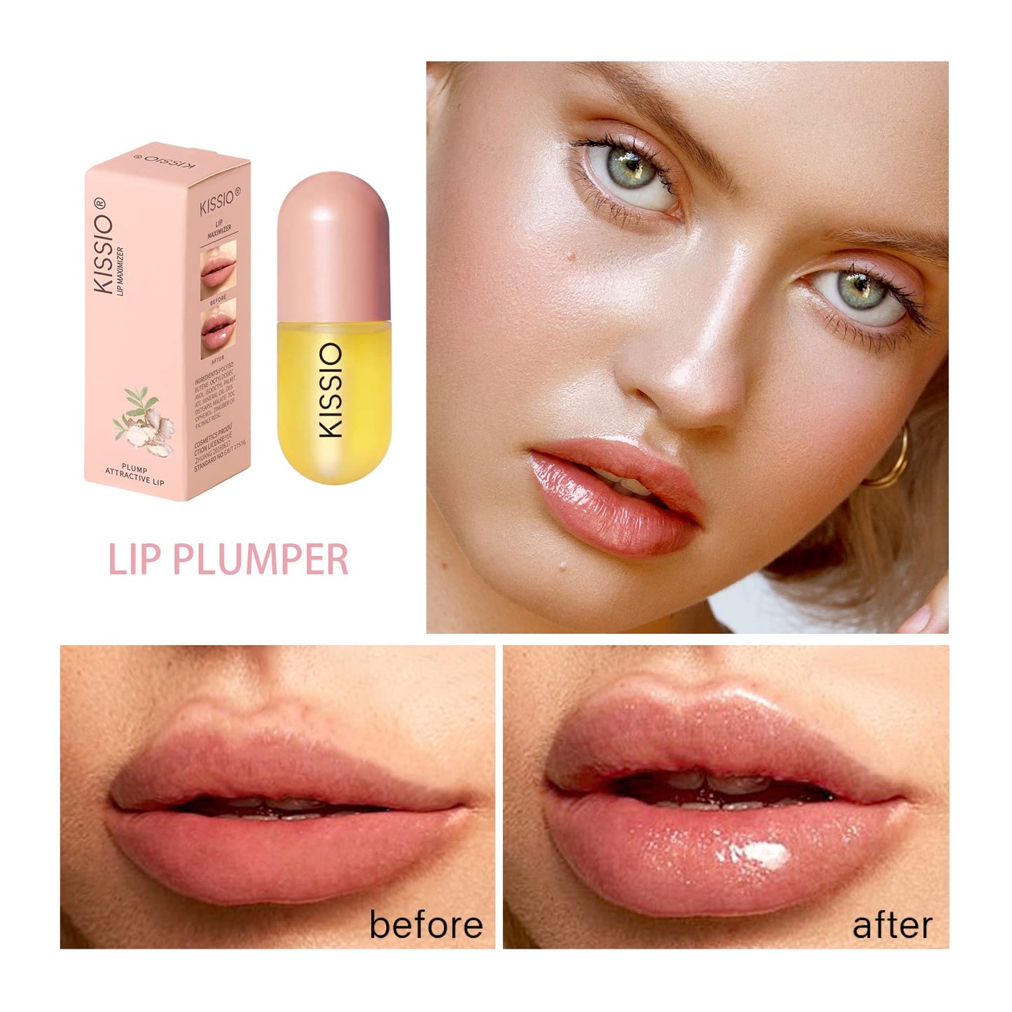 Generic KISSIO Lip Plumper,Natural Lip Plumper, lip plumper for day use,Lip Plumper Gloss Make Lips Fuller and Moisturizing 5.5ml