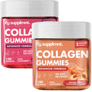 supplmnt. Marine Collagen Gummies, Hydrolysed Collagen Peptides w/Biotin, Hyaluronic Acid & Vitamin C, Collagen Supplements for Women & Men, Collagen for Skin, Hair & Nails (Dual Pack, Peach)
