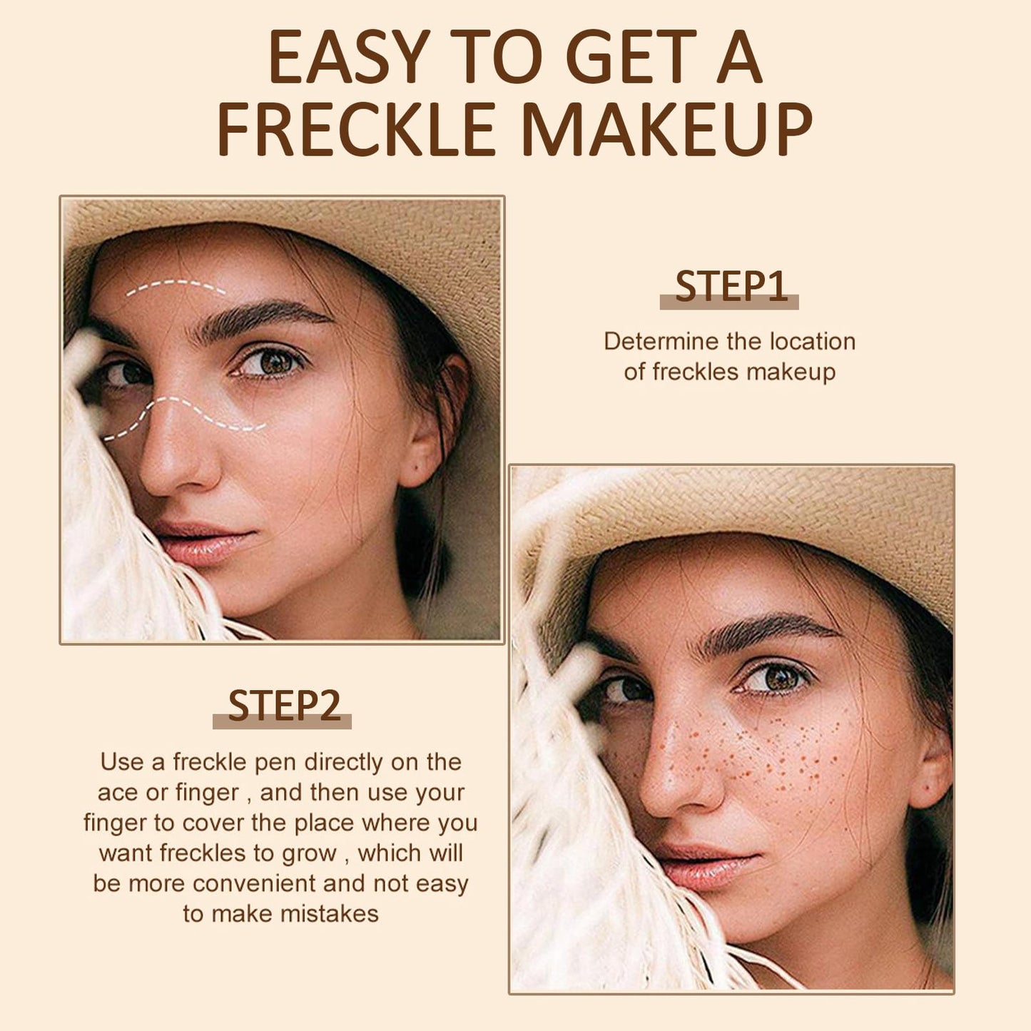 Erinde Freckle Pen Set, Dark Brown Freckles Kit, Natural Lifelike Freckle Makeup Pen, Magic Face Freckle Soft Dot Pen, Quick Dry, Waterproof #2 Pack