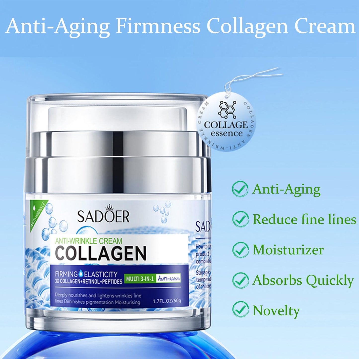 Collagen Anti Wrinkle Face Cream With Retinol,Peptides-Anti Aging Face Cream For Mature Skin,Face Moisturiser Reduce Fine Lines Lifting And Firming Cream Facial Care