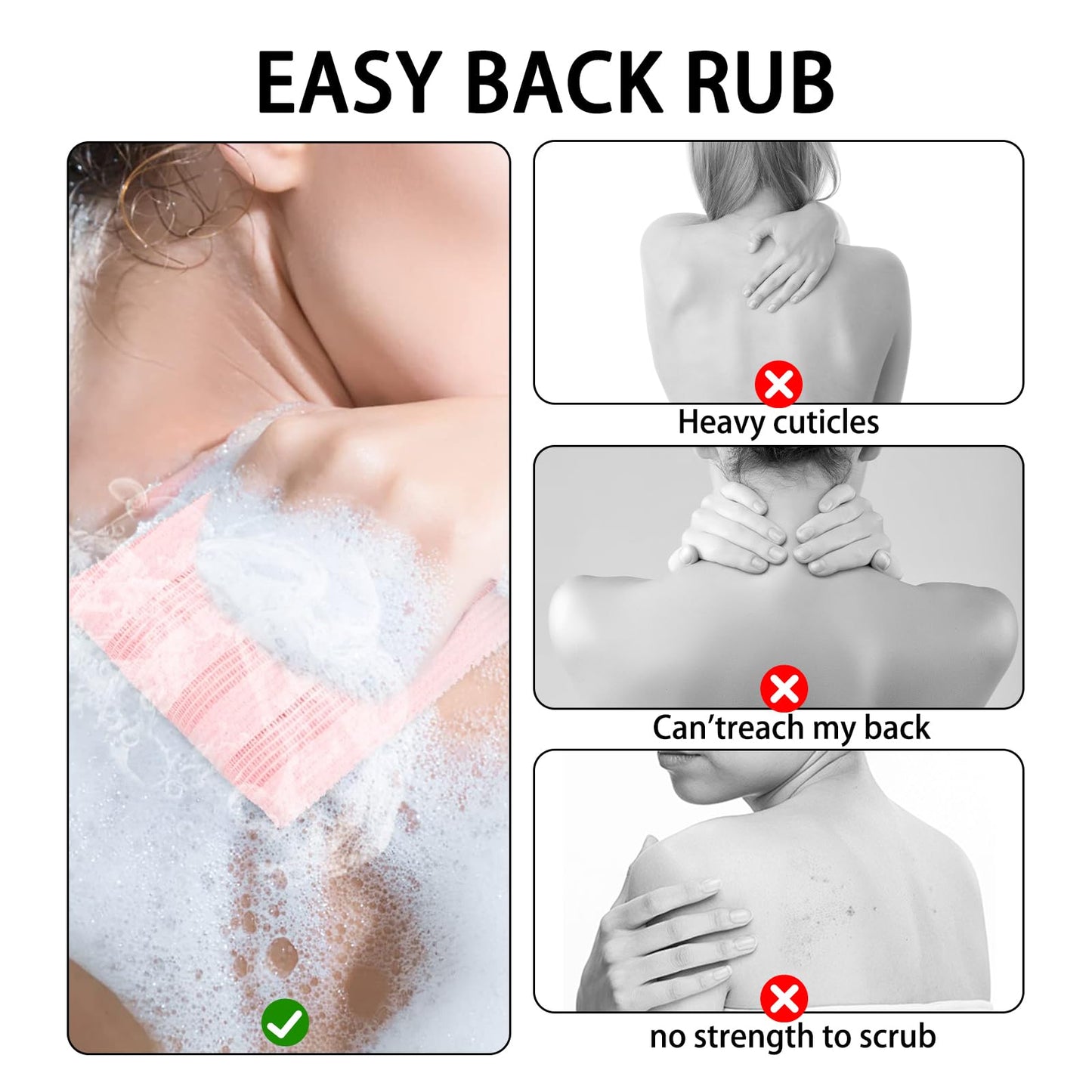 Belligern Exfoliating Towel 4 PCS Exfoliating Antibacterial Shower Towel Exfoliating Cloth Exfoliating Shower Towel Exfoliating Towels for Men and Women Bath Extra Long Exfoliating Face Towel