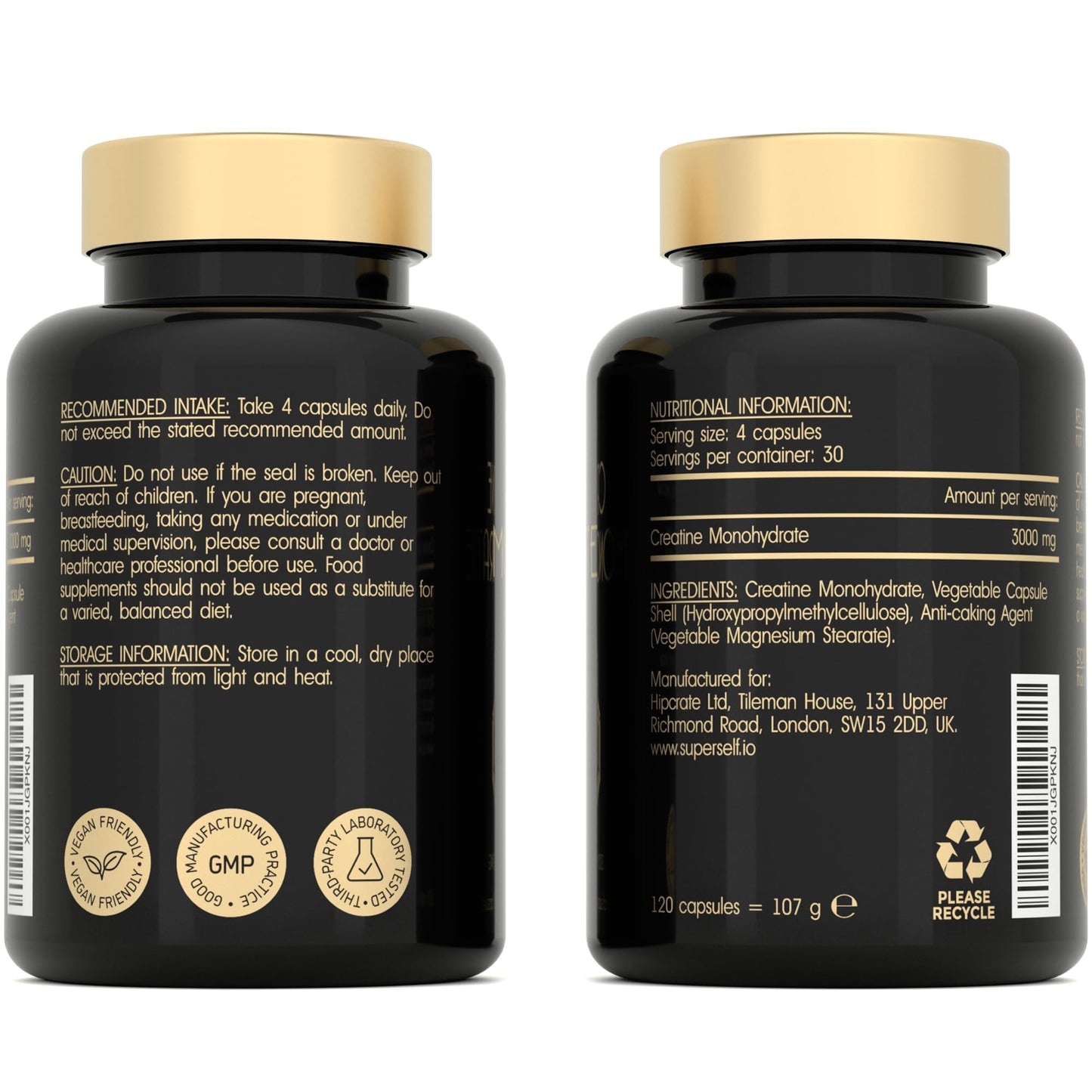 SuperSelf Creatine Monohydrate Tablets 3000mg - Easy to Swallow 120 Creatine Capsules - Vegan Creatine Tablets for Men & Women - Pre Workout Gym Supplement - Creatine Powder Pills for Muscle Growth 30 Servings
