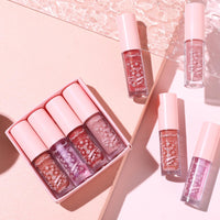 HERBINSOLS 4pcs Lip Gloss Set - Hydrating Clear Lip Glow Oil - Crystal Jelly Tinted Plumping Lip Gloss - Long Lasting Moisturizing Non-Sticky Lipgloss Set For Women Girls