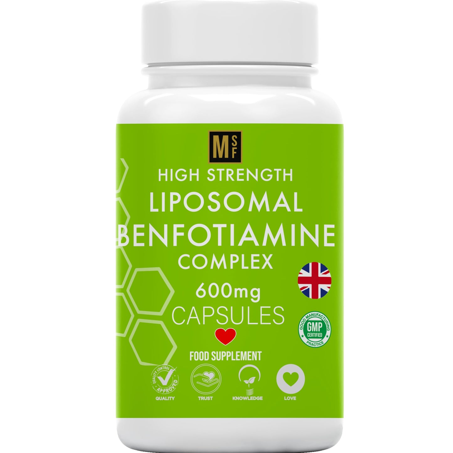 MetaSuperfoods Liposomal Benfotiamine and Thiamine B1 | High Strength 600mg | 120 Vegan Capsules | Fat Soluble for Heart & Kidney | Eye & Nerve Repair | All Natural