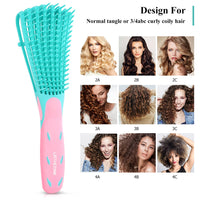 URTHEONE Hair Brush,Detangle Hair Brush, Detangler Brush for Women Men Adults Kids Afro American Type 3a-4c, Detangling Nylon Bristle Brush for Kinky Curly Coily Wavy Wet and Dry Hair,Pinkgreen