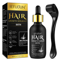 Hair Growth Serum with Biotin for Women, Beard & Hair Growth Oil for Loss Treatment, Hair Thinning, Natural Hair Growth Longer Fuller Healthier Hair, with 0.25mm Roller