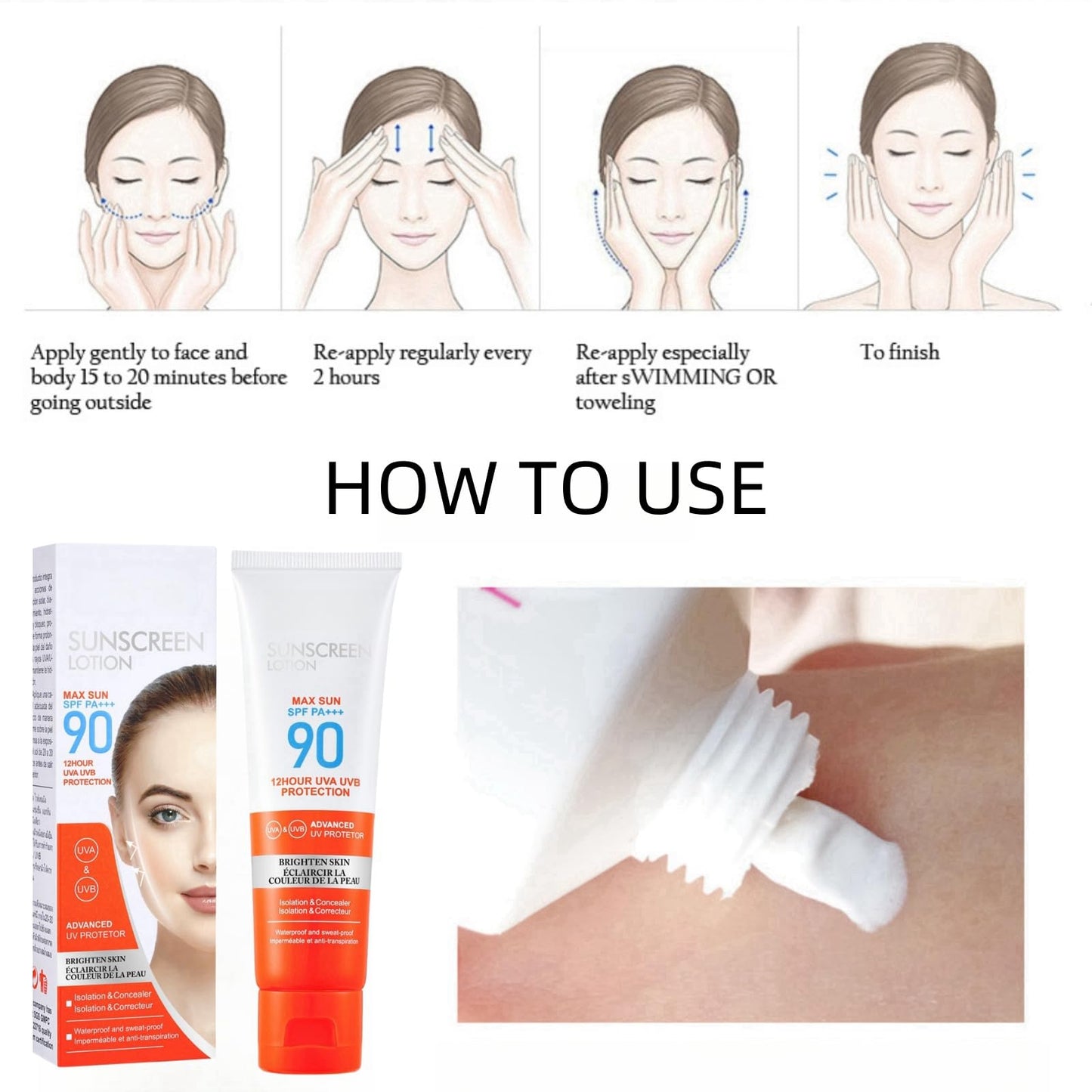 TONISABERY Sun Cream SPF 90,Face Sunscreen,Suncream for High Sun Protection SPF 90 Face Moisturiser,Hydrating Sunscreen Lotion,Waterproof Sun Cream Against UVA & UVB,Powerful Sun Lotion Sunscreen for Daily Use