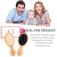 URTHEONE 2Pcs Travel/Mini Hair Brush Boar Bristle Hairbrush for Girls Boys Kids Women Men,Detangling Brush for Thick Curly Thin Long Short Dry Hair