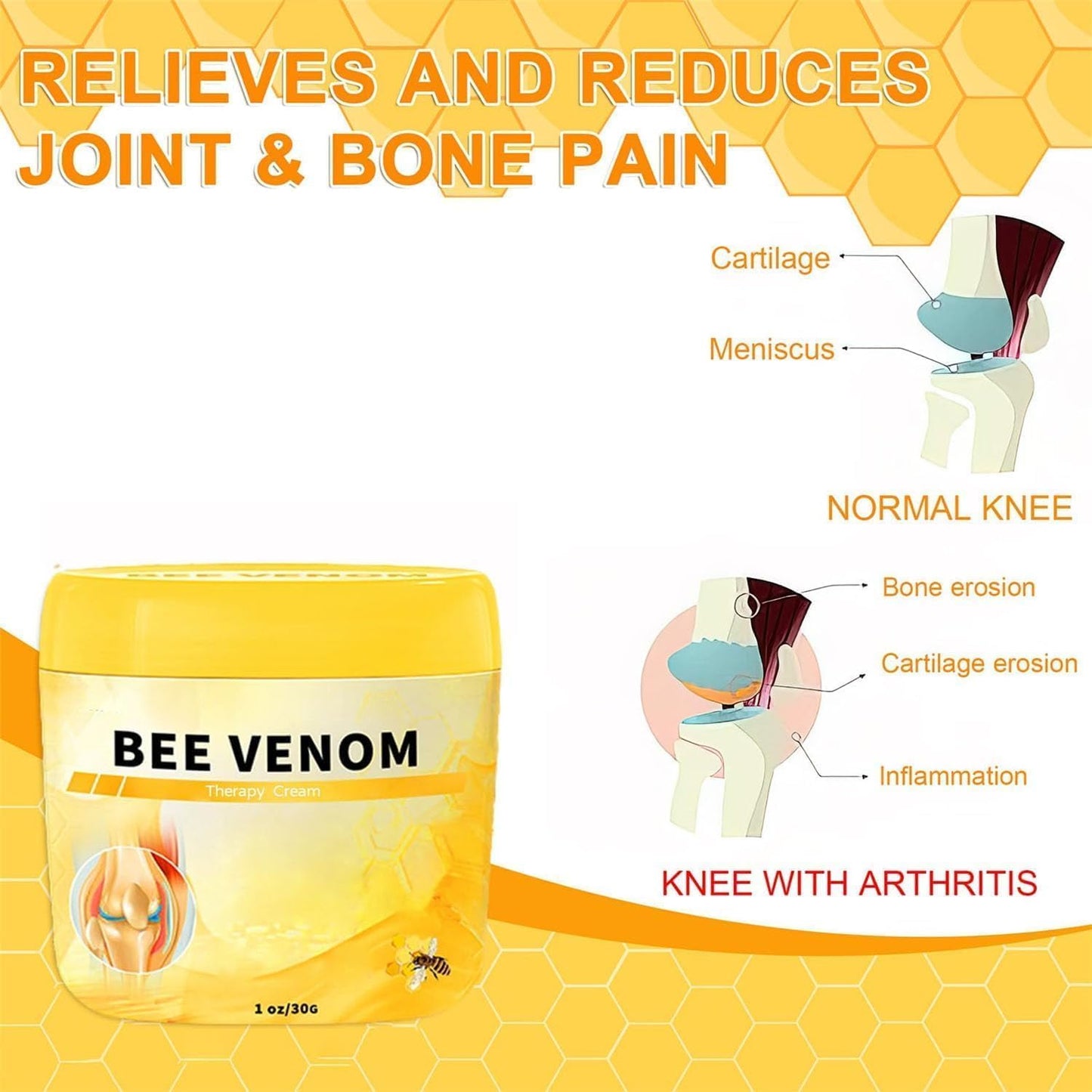 ALLILUYAA 2PCS Bee Venom Advanced Joint and Bone Cream, New Bee Venom Advanced Joint CreamJoint Cream Relief for Neck, Waist, Back Hand Feet and Leg