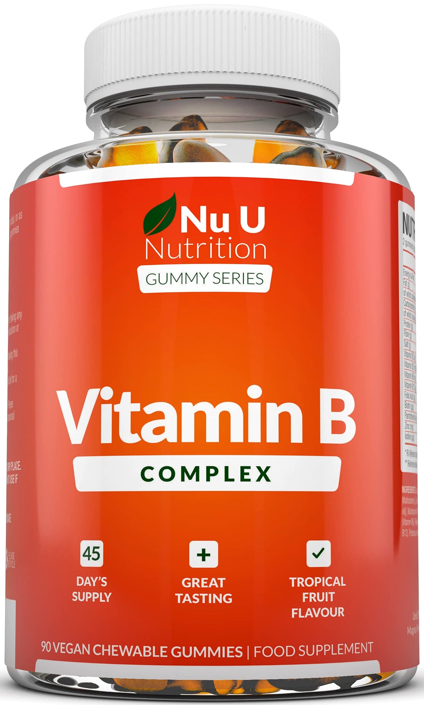 Vitamin B Complex Gummies for Adults & Kids - 90 Vegan Gummies - Vitamins B2, B3, B5, B6, B8, B9, B12, Zinc & Iodine - 3 Month Supply - Supports Energy Production