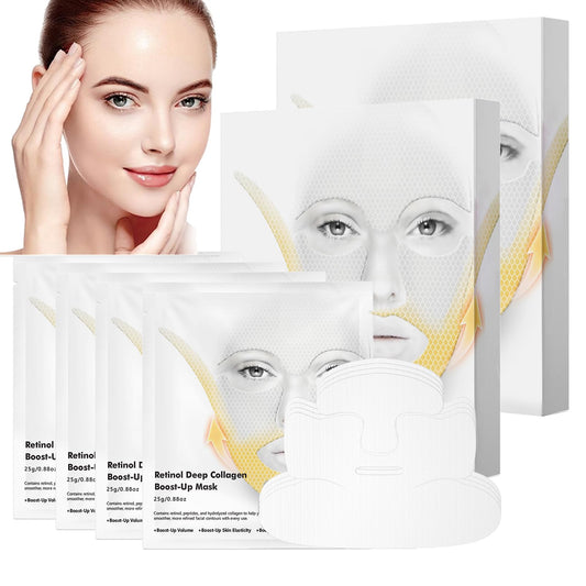 Fashion Base Deep Collagen Retinol Tension Boost Up Mask Set, 4PCS Deep Collagen Face Tightening and Lifting Mask for Forehead Wrinkles,V-Line,Smile Line & Korean Skin Care (8PCS-PACK OF 2, Retinol-2)