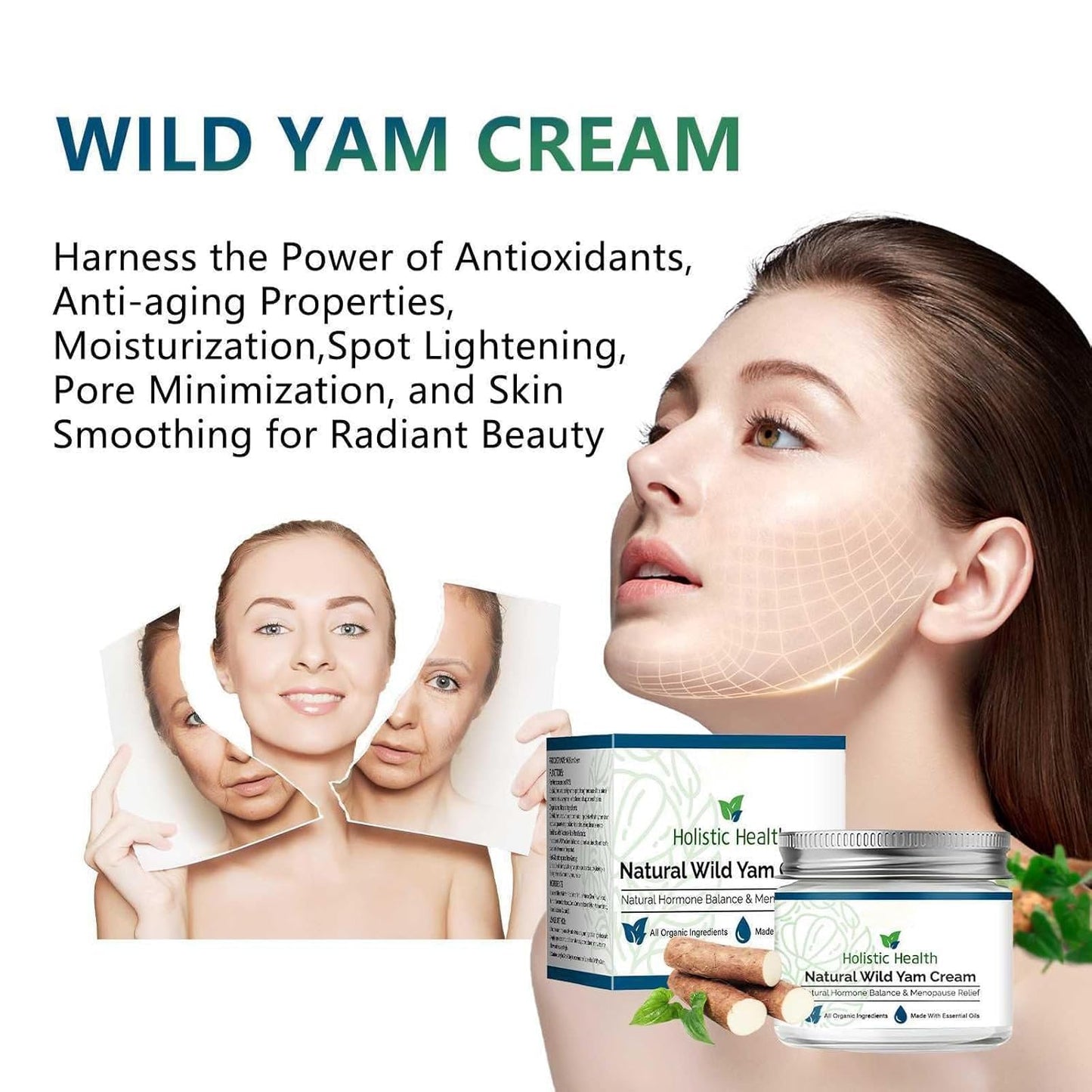 Wild Yam Cream, Organic Wild Yam Cream for Menopause, Support Hormone Harmony, Women Wild Yam Root Cream Skin Moisturizer
