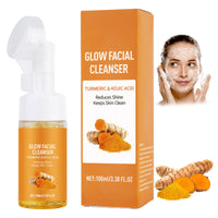 Guegine 2 PCS Turmeric Face Wash with Brush,Brightening Turmeric Facial Cleanser,Gentle Cleanser,Acid Moisturising,Natural Ingredients,Suitable for All Skin Types