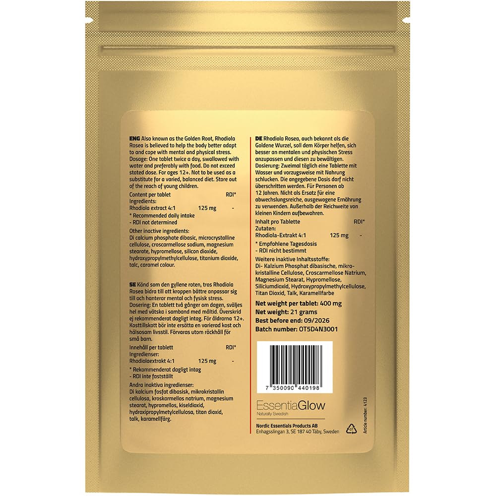 60 Rhodiola Rosea Tablets High Strength | 1,000mg per Serving | Natural Adaptogen for Stress Relief, Clarity & Focus | 1 Month's Supply | Vegan Friendly | 60 Tablets