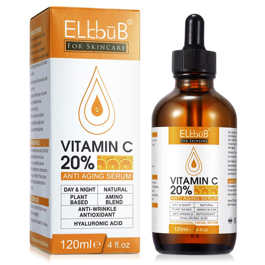 ELBBUB Premium 20% Vitamin C Serum For Face with Hyaluronic Acid, Retinol & Amino Acids - Boost Skin Collagen, Brighten Hydrate & Plump Skin, Anti Aging & Wrinkle Facial Serum, 60 ml