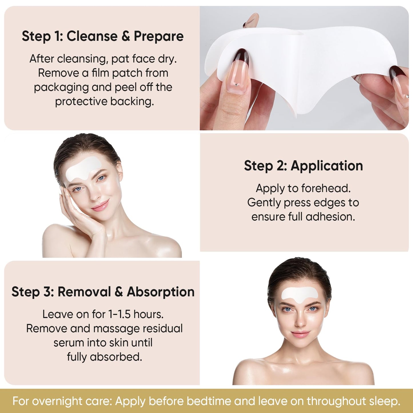 InfiniteRelax Forehead Wrinkle Patches For Anti-wrinkle, Anti Aging Facial Mask For Women Face Lift - with Aloe, Collagen, Vitamin E Overnight Sleep Tape For Wrinkles 12 Pcs