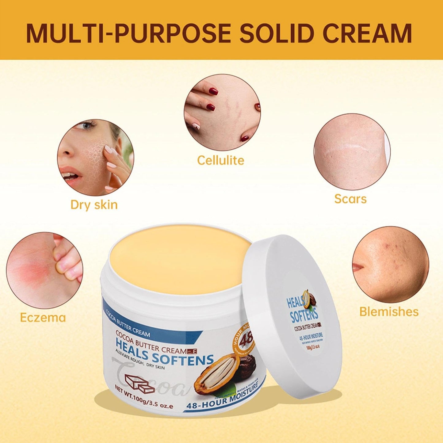 AurolaGlow Cocoa Butter Cream – 48-Hour Moisturizer For Dry Skin, Smooths And Moisturize Body & Face Cream With Cocoa Butter Oil For Women & Men