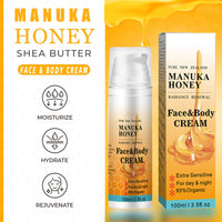 QIEEUMIN Manuka Honey Face Cream Moisturising Soothing Skin Rejuvenation Brilliant Skin Anti-Wrinkle Anti-Aging 2 In 1 Honey Face & Body Cream Moisturiser 100ml