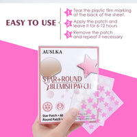 AUSLKA Star Pimple Patches -156 Patches - Hydrocolloid Spot Dots, Blemishes Patch - Pimple Stickers, Patches To Cover Facial Blemishes