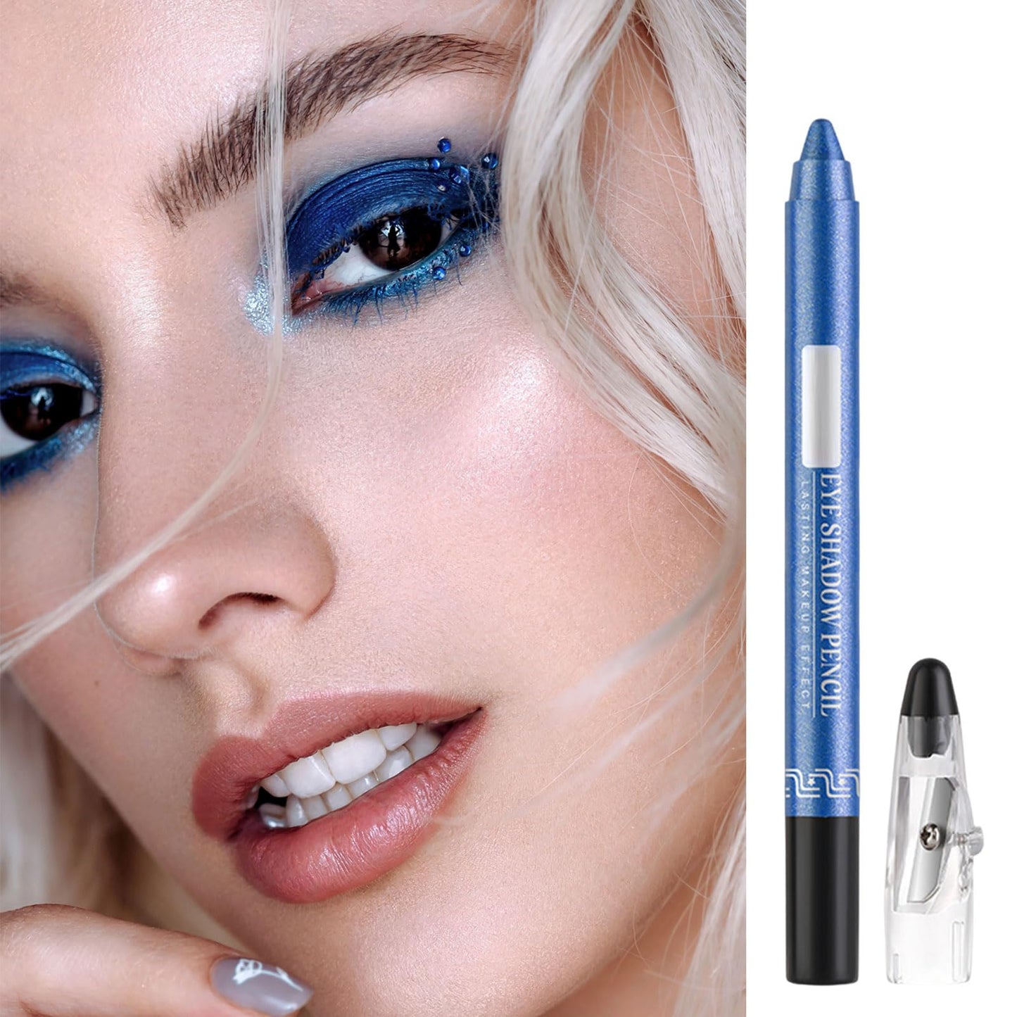 LYNTYAOU Dark Blue Eyeshadow Stick, Metallic Color Crayon Creamy Eye Shadow, Soft Glitter Eyeshadows, Starry Blue Eye Shadow Pen Pencil, WaterProof Eyeliner Eye Makeup Gifts