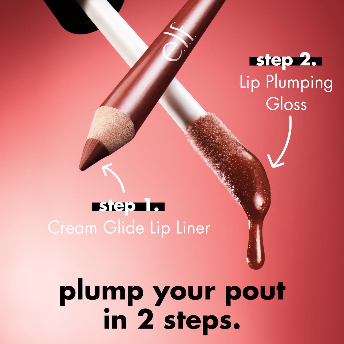 e.l.f. Lip Plumping Gloss, High-Shine Sheer Colour, Hydrates & Creates Fuller Lips With Vitamin E, Vegan & Cruelty-Free, Petal Pressed