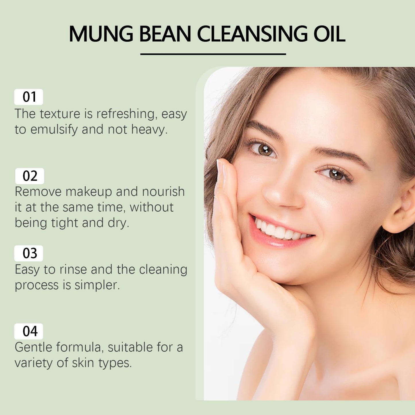 ISBEAUSOLS Korean Mung Bean Cleansing Oil - Make Up Remover - Oil Cleanser with Mung Bean Jojoba & Green Tea - Cleansing Oil For Face Remove Blackheads - Suitable for Sensitive Skin Korean Skincare