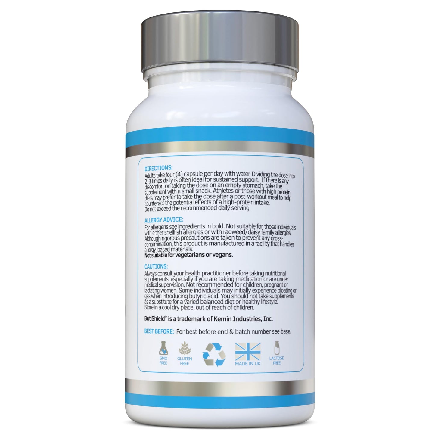 swiss bioenergetics L-Glutamine Complex with Butyric Acid, Glucosamine (N-Acetyl-D), Marshmallow Root, Slippery Elm Bark, Liquorice Root, Chamomile Flower, Mastic Gum, Quercetin & Zinc - UK Made and No Artificial Nasties