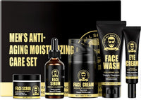 IZBEAUVO 5PCS Men's Anti-Aging Care Set - Mens Skin Care Sets & Kits - Mens Face Cream, Face Wash & Scrub, Eye Cream, Anti Wrinkle Serum- Gifts for Men