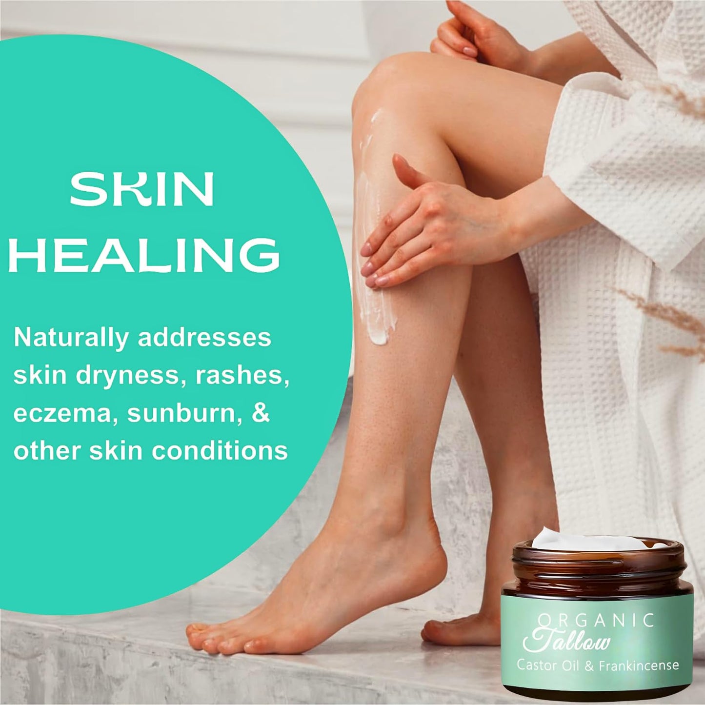 Grass-Fed Beef Tallow Skin Care, Tallow Face Cream with Frankincense, Castor Oil, 100% Natural Beef Tallow Moisturiser for Face & Body, Deep Hydration, Anti-Aging & Skin Barrier Repair, Vegan UK