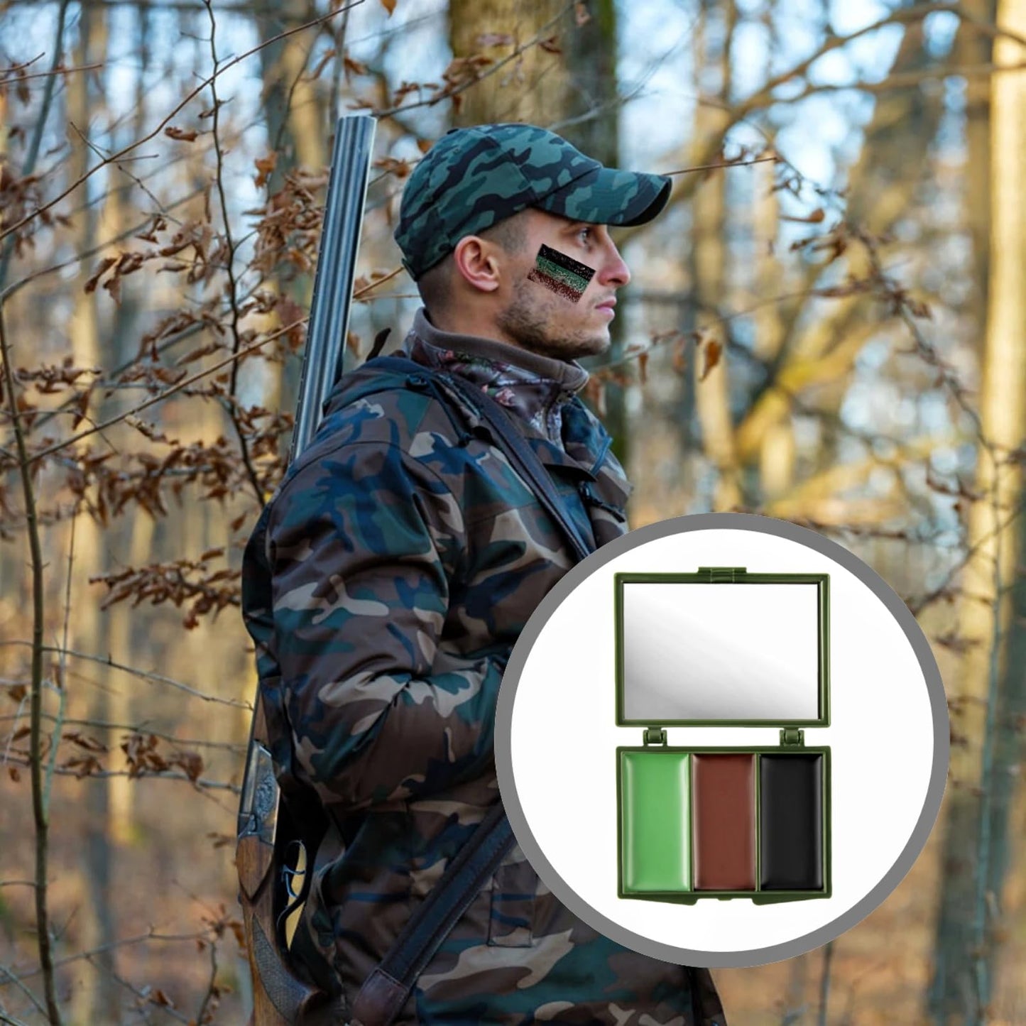 QinZiEn 3 Color Camo Dace Paint,Army Face Paint,Eye Body Face Camo Paint,Waterproof face paint,camouflage makeup,hunting accessories,face paints,body paint,camouflage face paint(Black,Brown,Green)