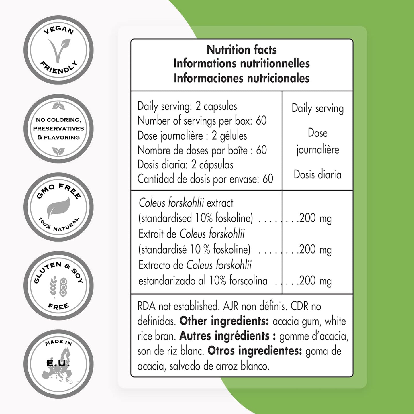 SUPERSMART Supersmart - Coleus Forskohlii 200 mg Per Serving - Natural Supplement Help Control Appetite & Reduce Intraocular Pressure | Non-GMO & Gluten Free - 120 Vegetarian Capsules
