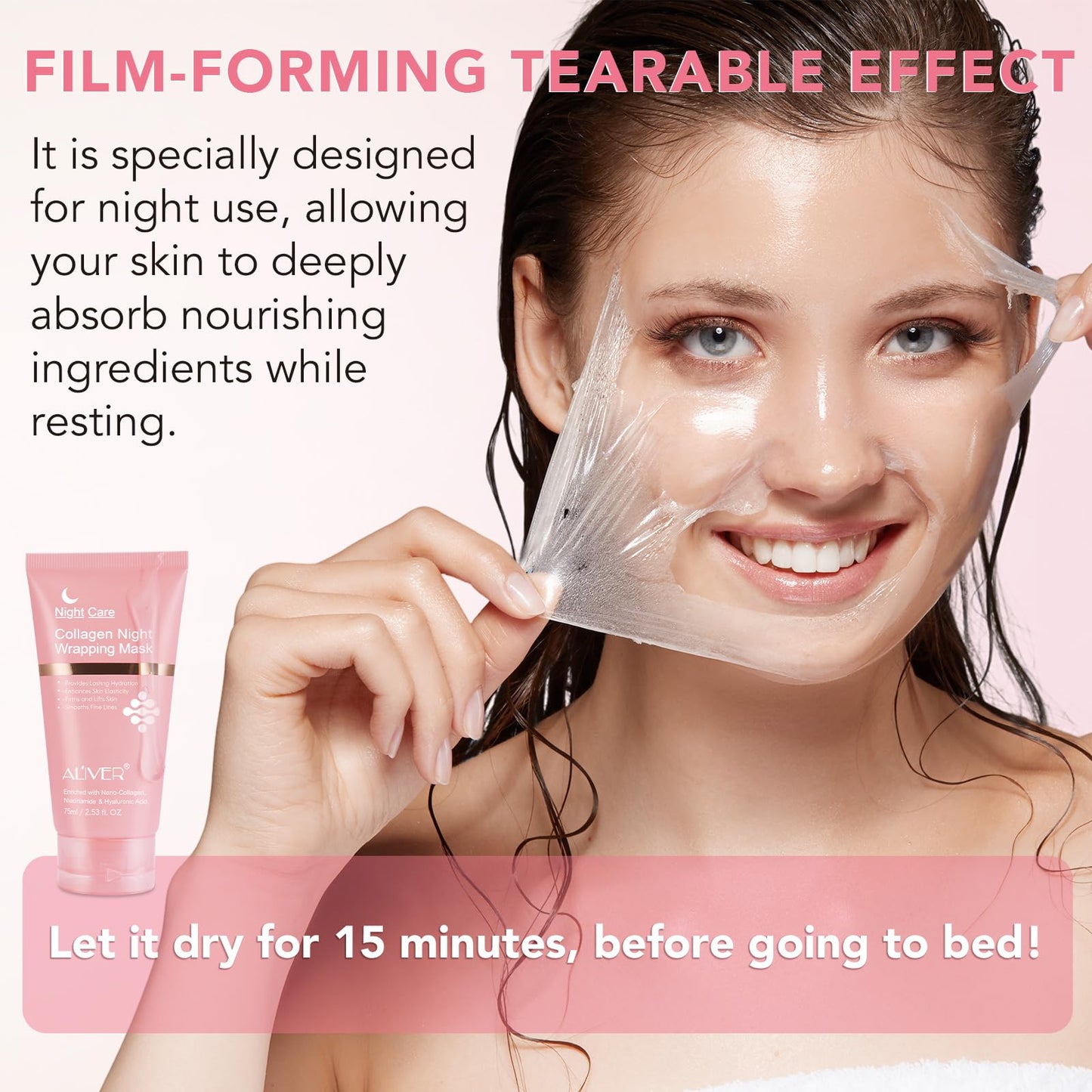 Generic Deep Collagen Anti-Wrinkle Lifting Mask with Hyaluronic Acid & Aloe Vera, Elasticity, Hydrating, Firming and Moisturizing, Overynight Hydrating Face Mask for All Skin Types -2.53 fl.OZ