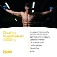 Creatine Monohydrate Capsules 750mg (3000mg Per Serving) - 120 Capsules - Boost Muscle Mass, Bulk & Strength - Supports Increased Energy & Performance - Pre Workout Supplement for Men & Women | MOBU