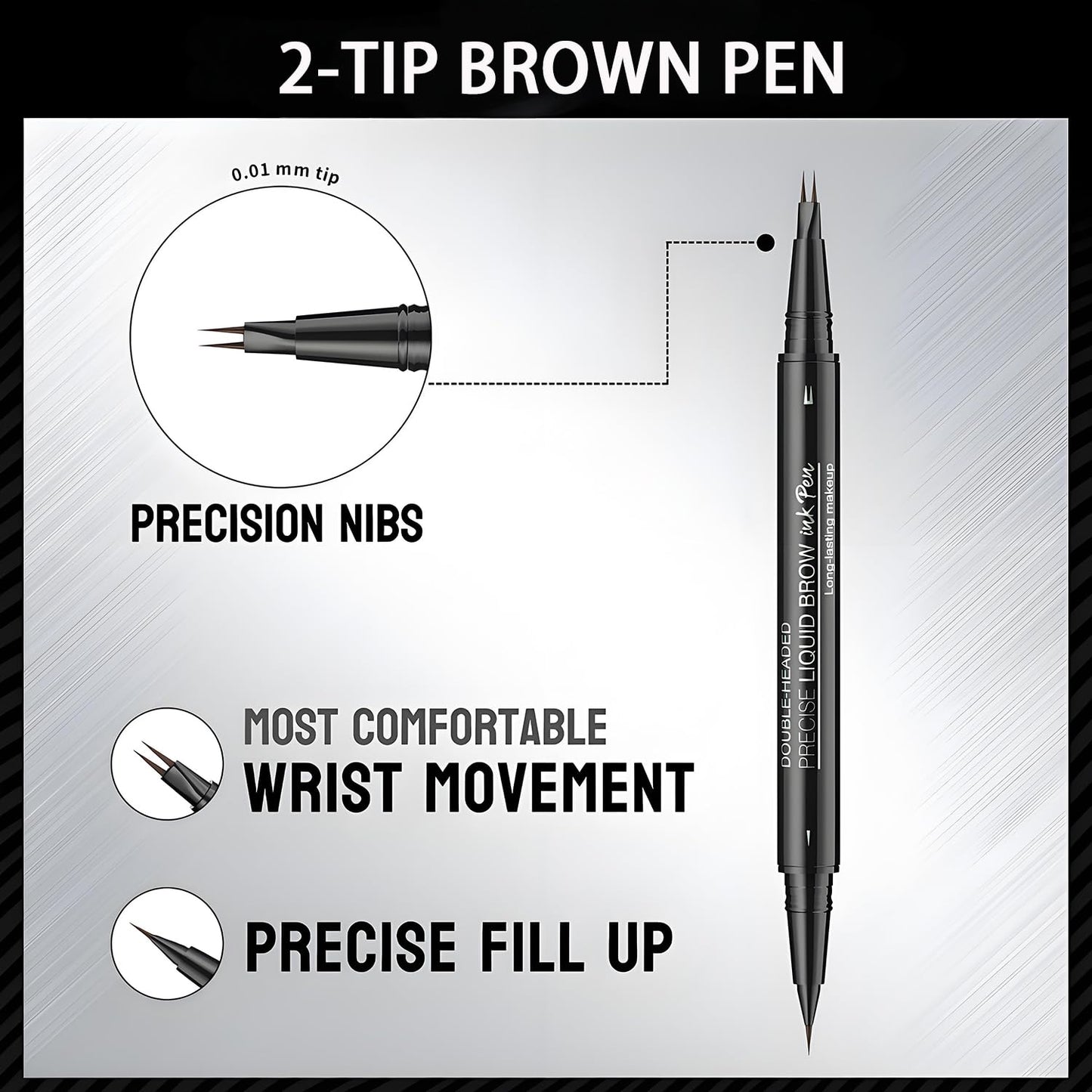 Generic Dual-Ended Brow Pen with Brow Brush, Microblading Eyebrow Pencil, Precision Tip for Natural Strokes, Waterproof, Smudge-Proof, All-Day Wear, Easy to Use for Professional Results(Dark Brown)