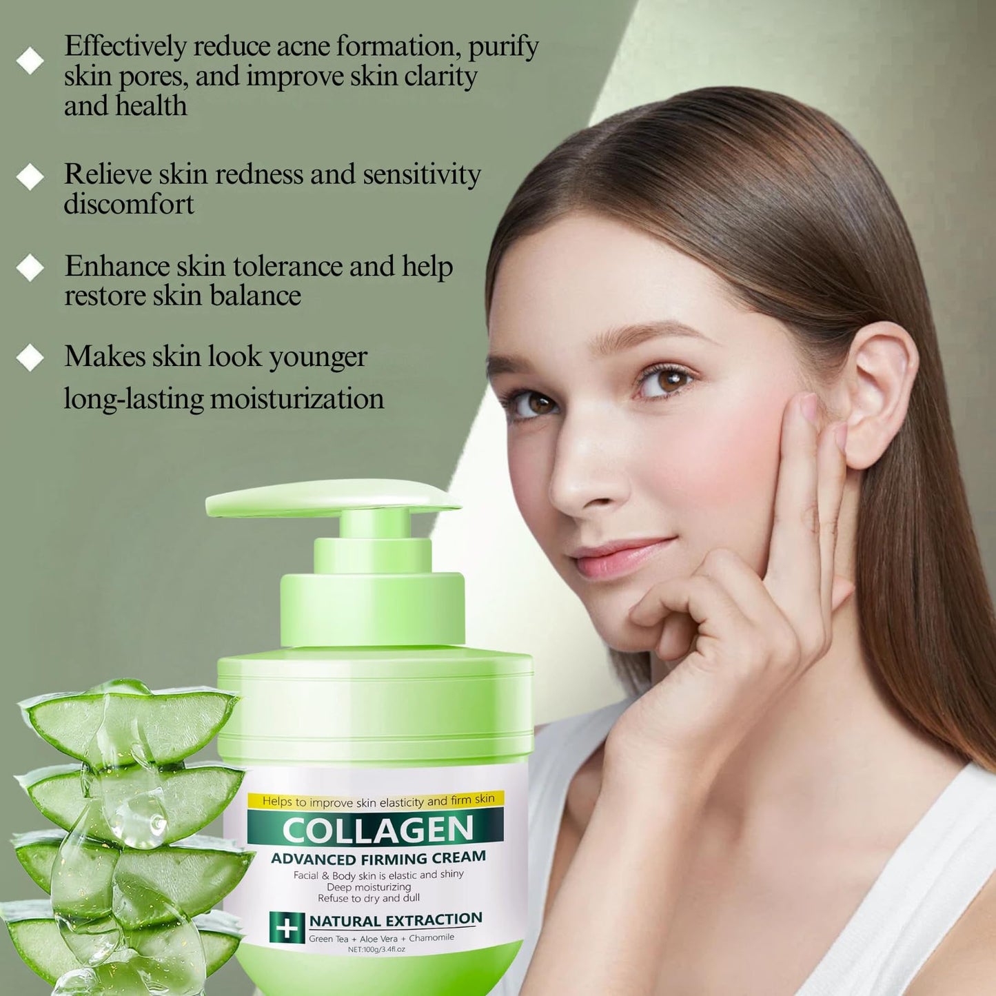 IZBEAUVO Collagen Advanced Firming Cream for Face&Body-Anti Wrinkle Face Cream with Hyaluronic Acid,Skin Lightening Cream,Lifting & Firming,Deep Moisturizing Rejuvenating Firming Lotion for All Skin Types,100g