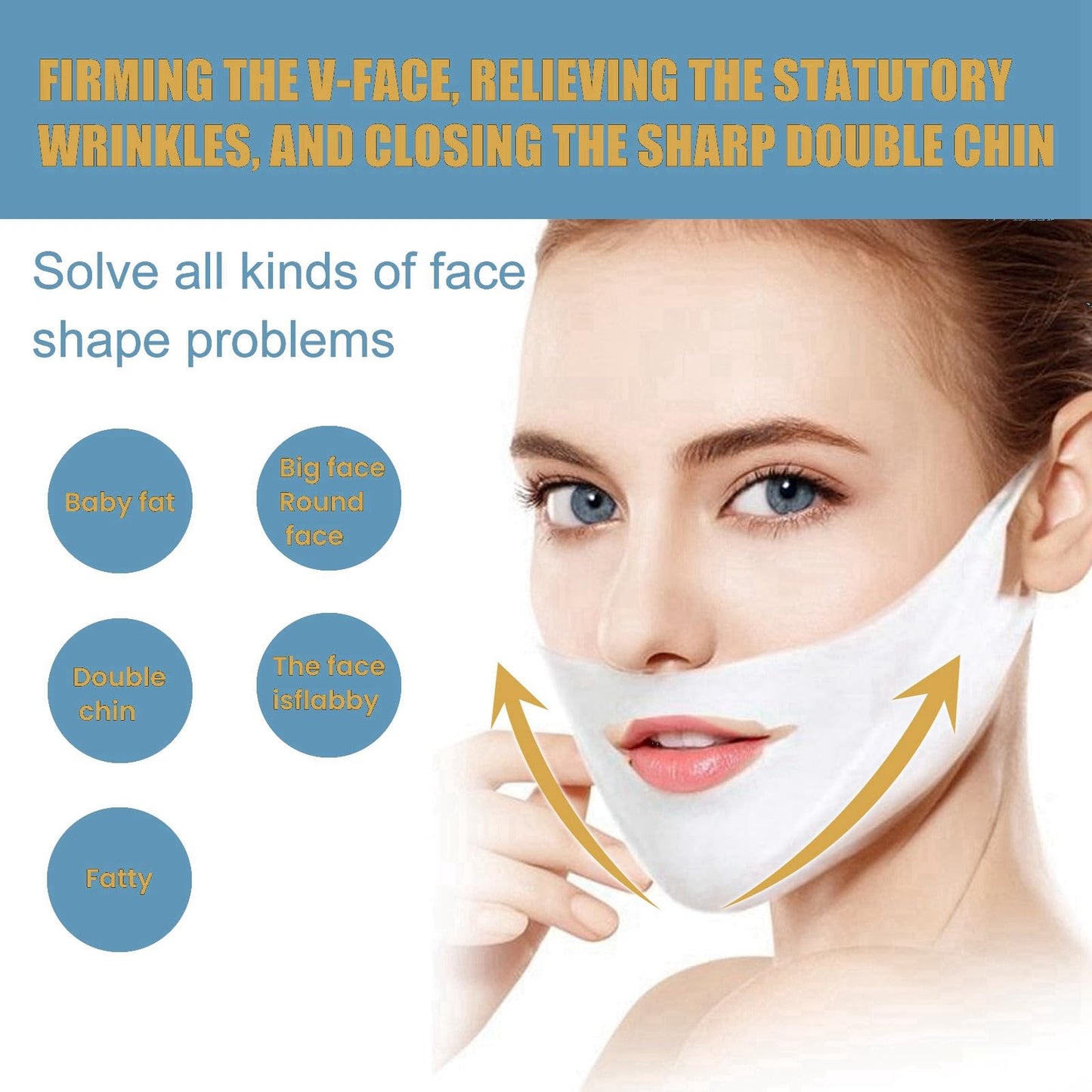 Xinyig 5pcs Bloskin Lift Mask,Double Chin Mask,Face Lift Mask,Double-Chin Reducer Collagen Mask,Face Lifting Mask,V Line Lifting Mask,V Shape Face Tape Mask,V Lifting Chin Up Patch,Skin Tightening Mask