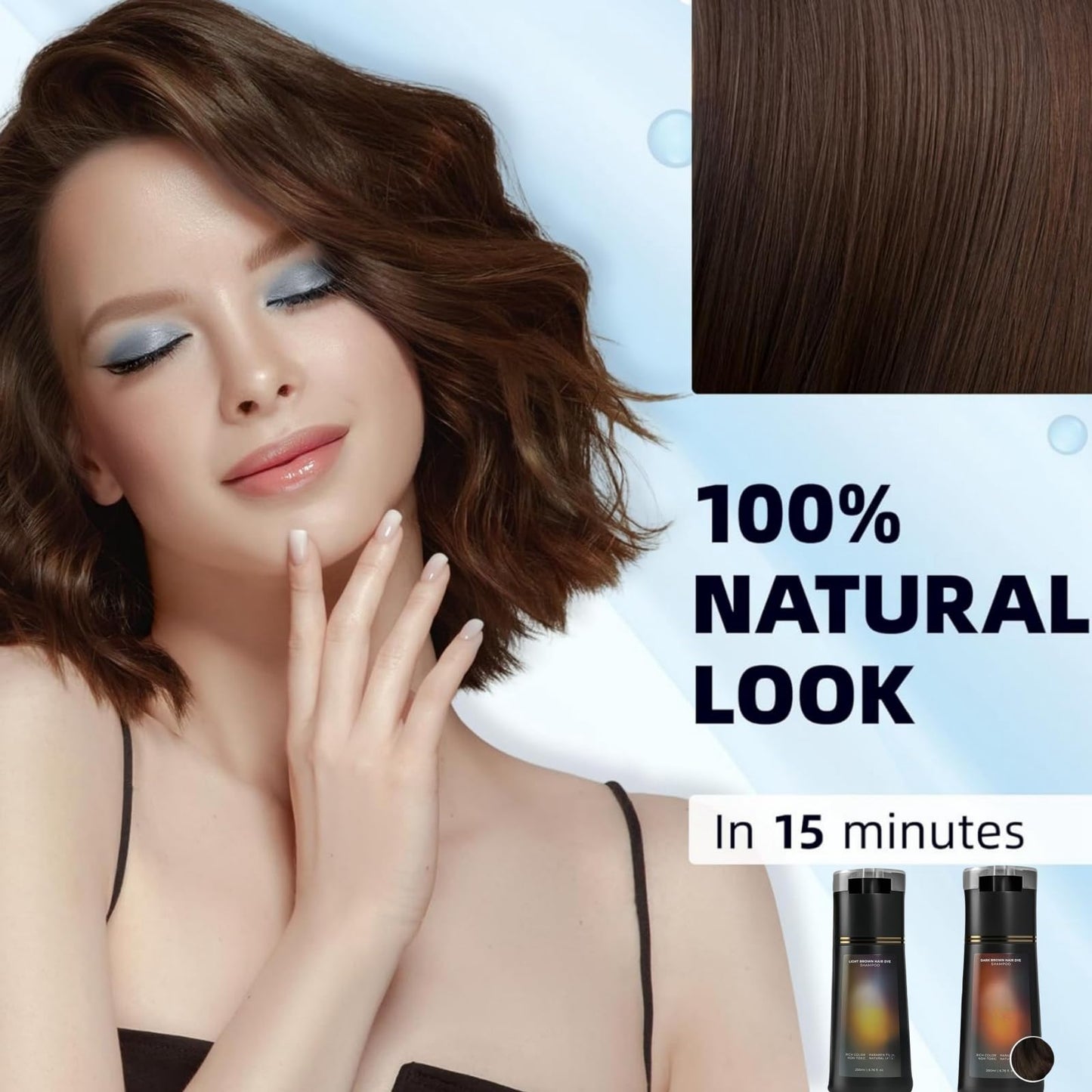 SingHao Polar Hair Dye Shampoo,Hair Care Dye Shampoo,Permanent Hair Dy/e,Colour Shamp/oo to Cover Grey Ha/ir,Natural Ha/ir Dy/e Sha/mpoo,Sh/ampoo for Color Treated H/air,Anti Grey Sha/mpoo#Dark Brown &Black