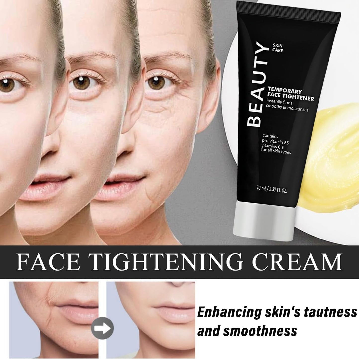 AuraBeen Firmx Temporary Face Tightener - Skin Tightening Cream for Face & Neck - Day & Night Cream for Women - Moisturizer - Hydrates & Enhances Skin's Tautness - 70ml