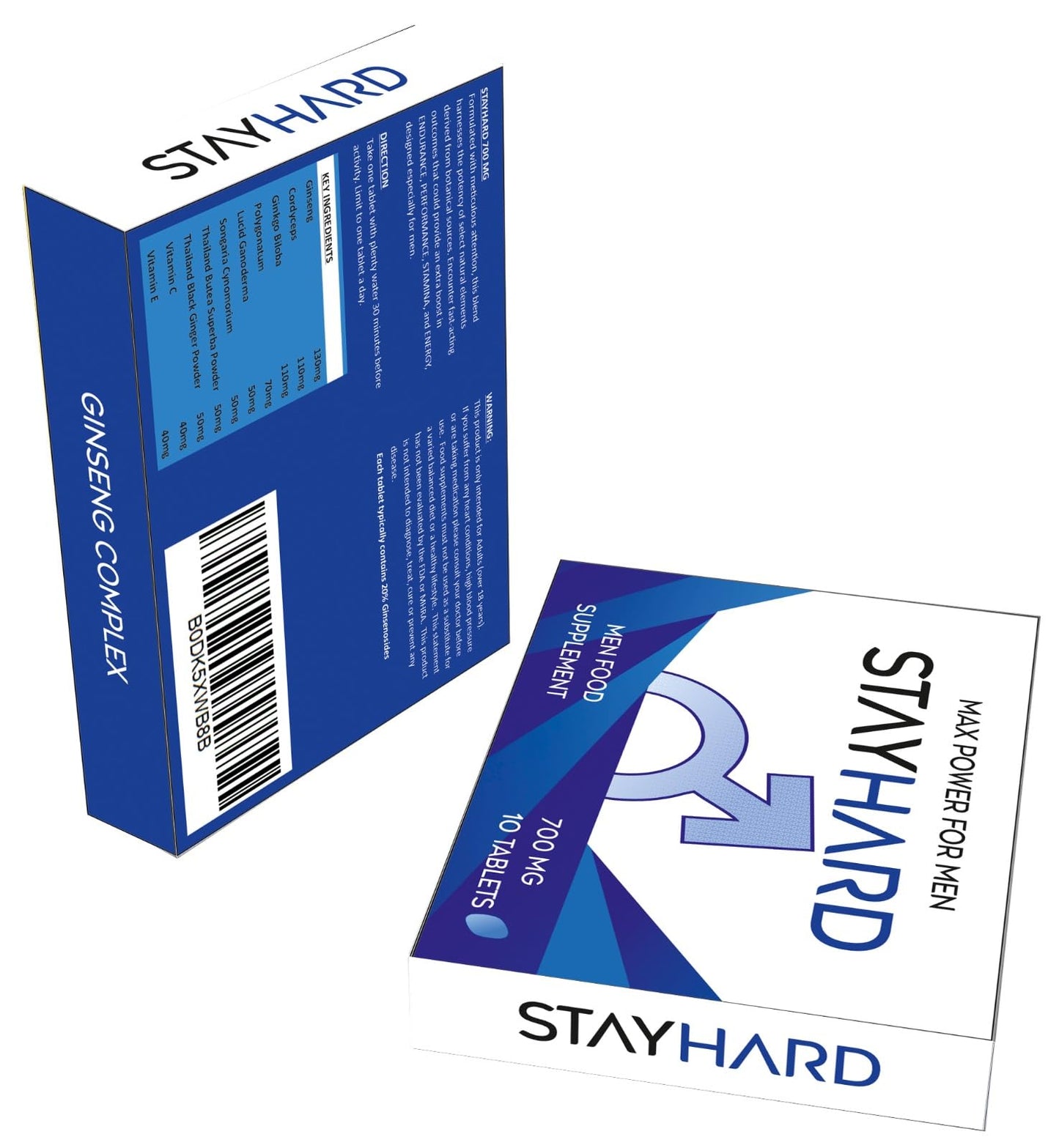 STAYHARD - More Longer | More Harder | More Stronger Performance | Stamina Endurance Booster Herbal Supplement Blue Tablets for Men - 10 Ginseng Tablets