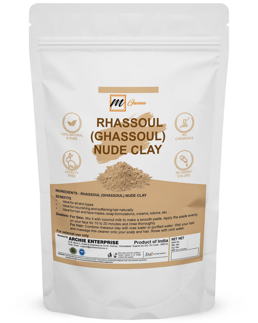 mGanna 100% Natural Rhassoul Clay Powder (Indian Origin) for Anti-Ageing & Skin firming, Hair Masks, Scrubs, Creams and Soap Making 0.5 LBS / 227 GMS (Red)