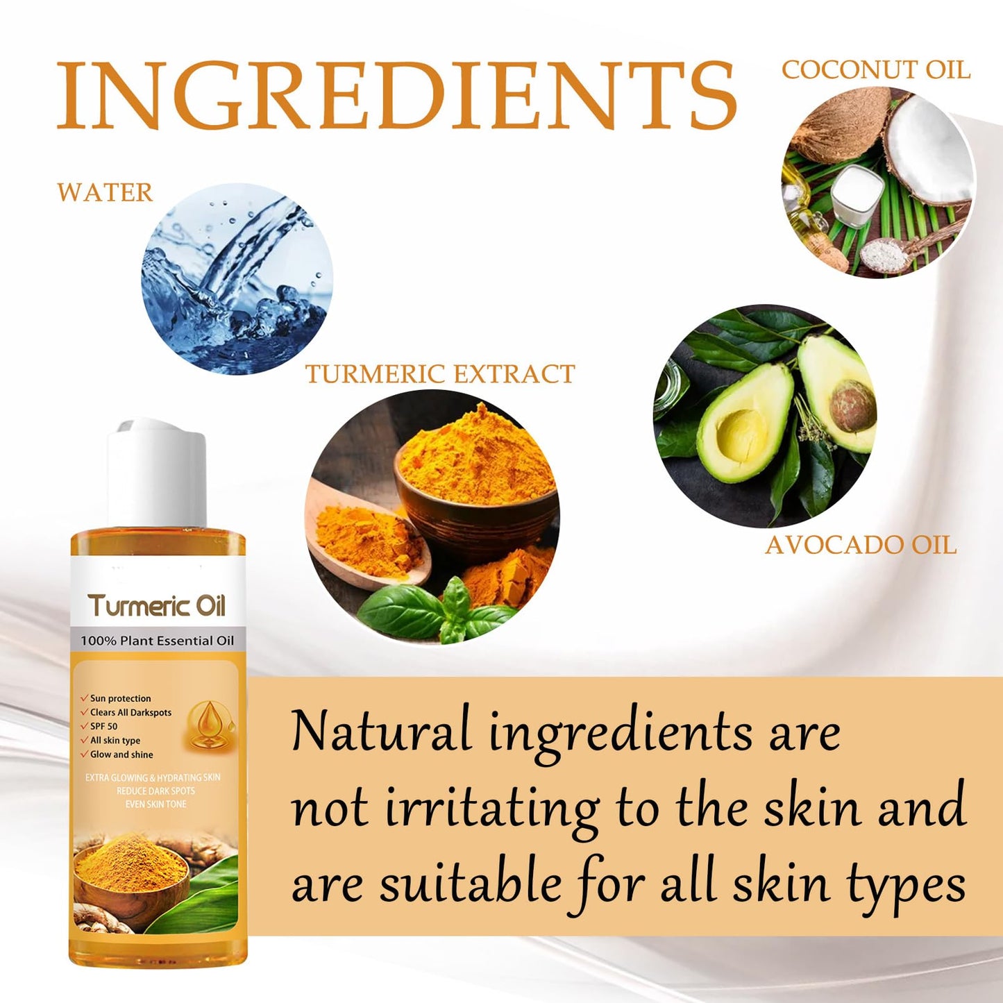 DMQ Turmeric Essential Oil,2PCS Turmeric Serum Dark Spot Removal Serum,Turmeric Skin Oil for Dry Skin,Turmeric Anti Aging Face Serum for Women,Turmeric Oil and Serum,Skin Moisturiser for Body&Face-100ml*2