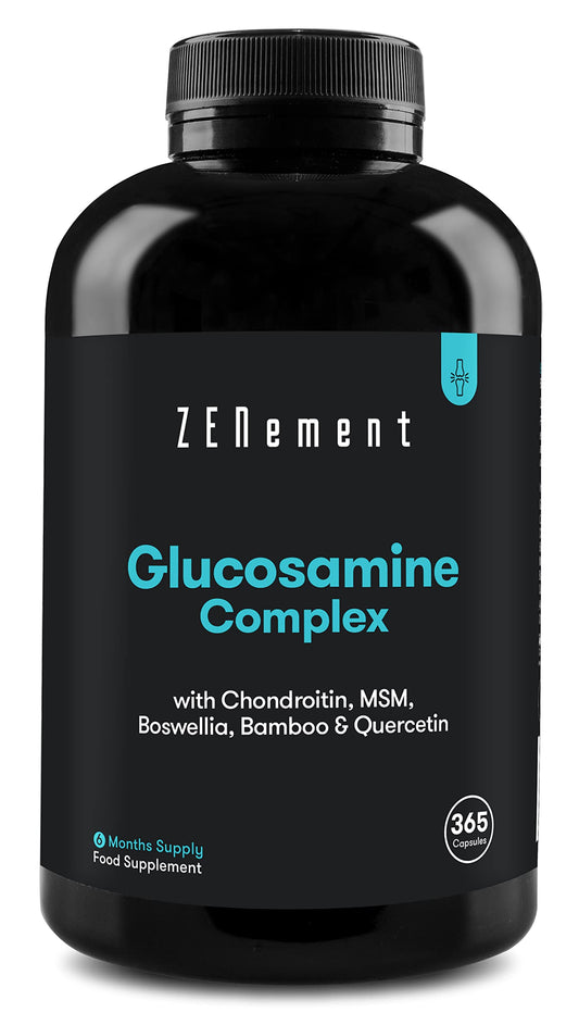 Glucosamine and Chondroitin Complex, 365 High Strength Capsules (1 Year Supply) | with MSM, Boswellia, Bamboo & Quercetin | Maintains Normal Joint Cartilage | Zenement