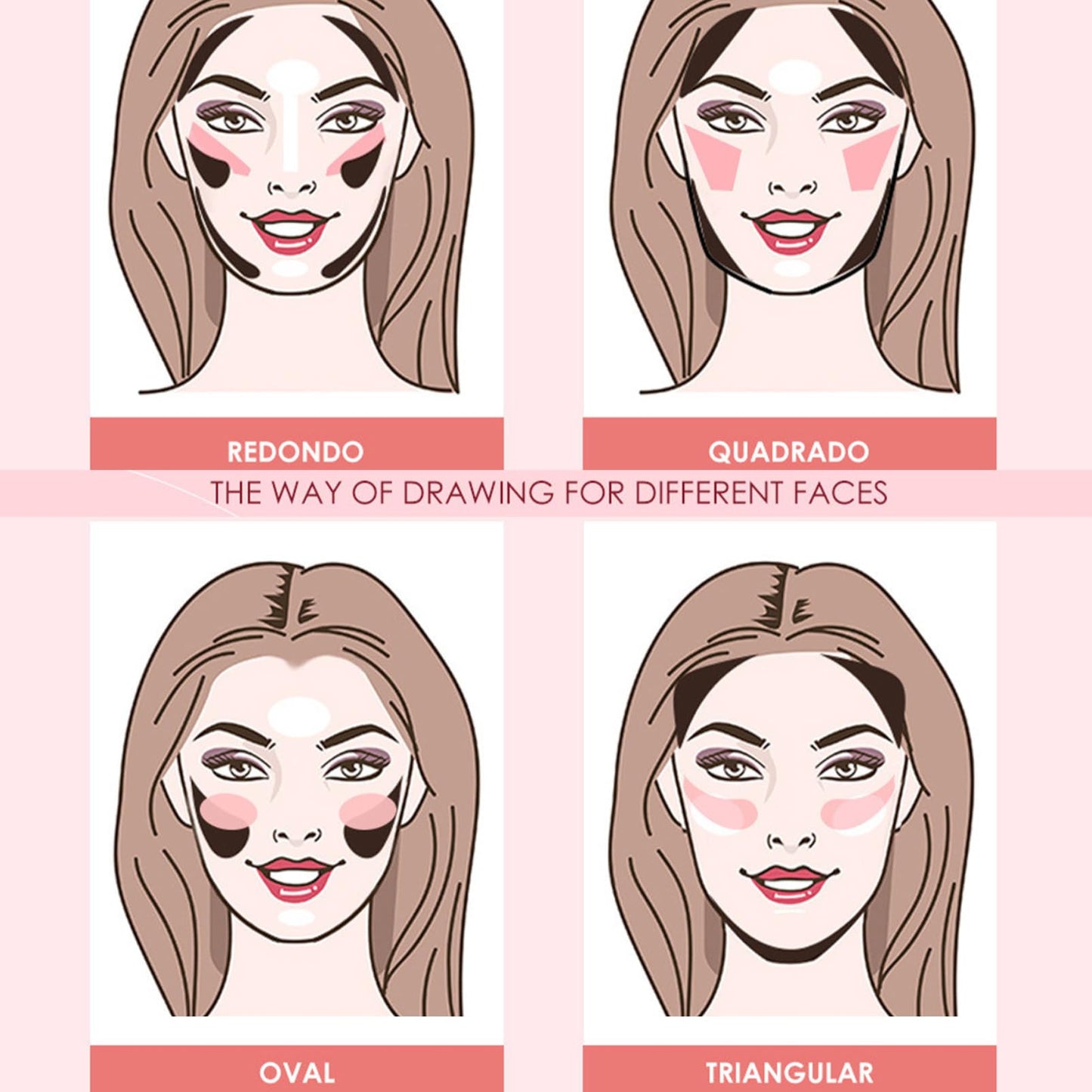 OKAQEE 3 In 1 Highlighter & Contour & Blusher Palette - Long-Lasting Powder Baked Makeup Set - Versatile Highlighter Makeup Palette for Shaping & Glowing Effect - Smooth Blush Glow Matte Natrual Makeup