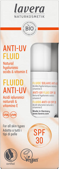 lavera Anti-UV Fluid SPF 30 - protects against UV rays - mineral protection - against sun-induced skin ageing - vegan - natural cosmetics - 30 ml