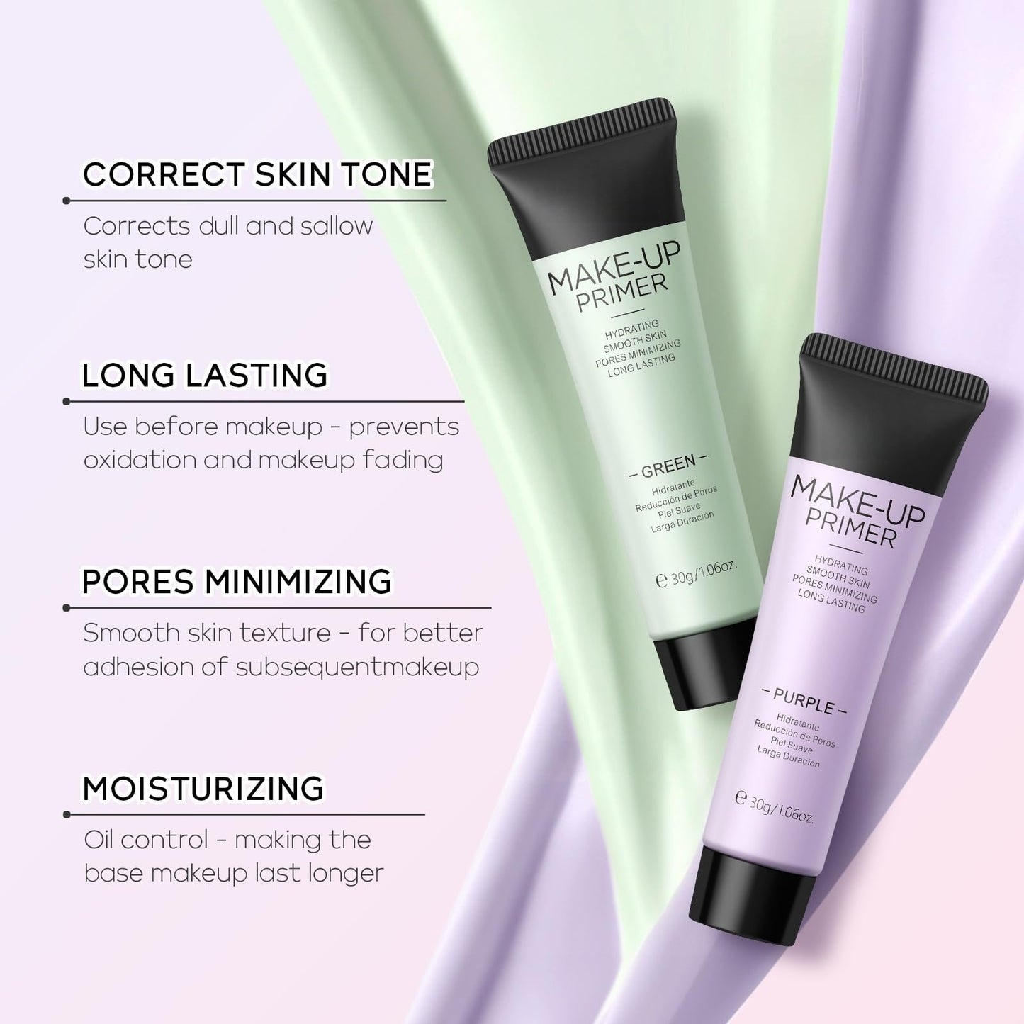Xunzhi Green Colour Corrector Primer,Correcting Face Primer,Anti-Redness Cream for Face,Makeup Primer for Red Skin,Hydrating and Anti-Redness Makeup Base,Long-Lasting Grips Makeup,Balance Skin Tone