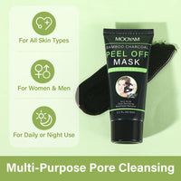 IREV Bamboo Charcoal Peel Off Mask, Blackhead Remover Peel Off Mask Charcoal Face Masks for Deep Cleansing, Blackhead Peel Off Mask for Smooth & Clear Skin Black Peel Off Face Mask Charcoal Face Mask